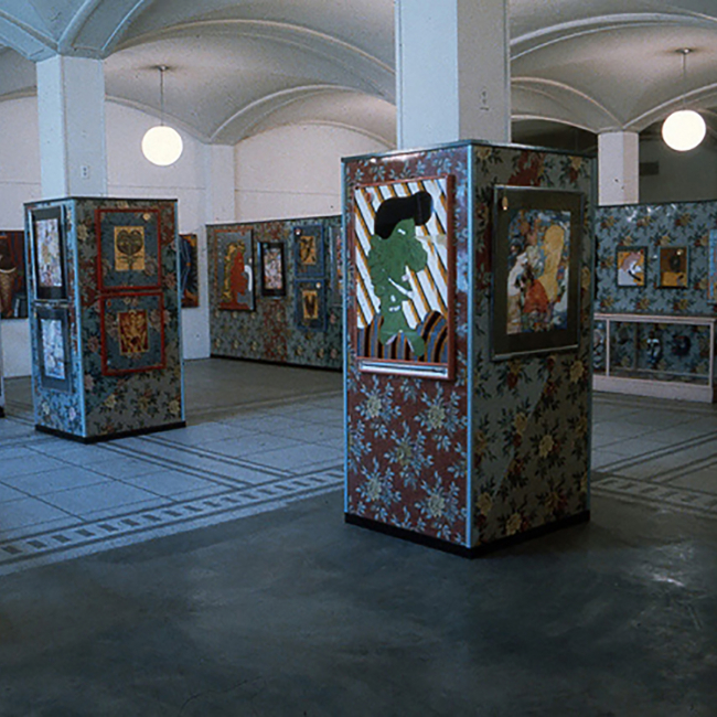 Image: Installation photo of “Hairy Who III (Now! Hairy Makes You Smell Good), 1968, Hyde Park Art Center. 