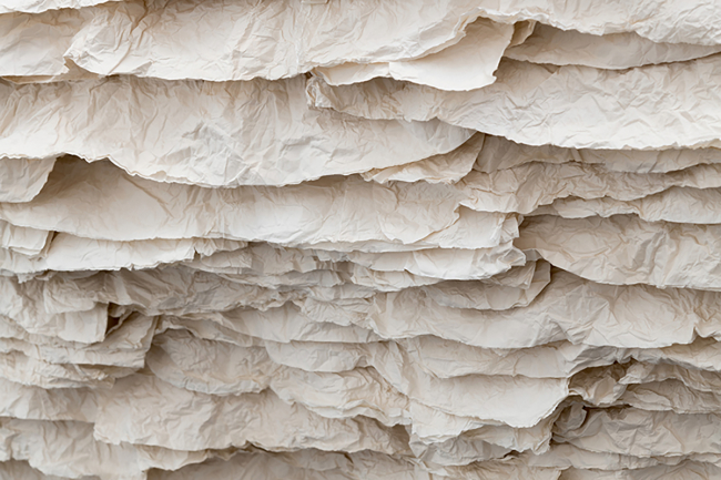 Image: Zhu Jinshi, Wave of Materials (detail), 2007/2020, xuan paper, cotton thread, bamboo, and stones. Gift of Zhu Jinshi and Pearl Lam Gallery in honor of Wu Hung, jointly acquired by the Los Angeles County Museum of Art and the Smart Museum of Art, The University of Chicago. Installation view, The Allure of Matter: Material Art from China, Los Angeles County Museum of Art, 2019–20. Photo © Museum Associates/LACMA.