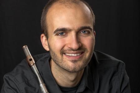 Francesco Camuglia close up with flute