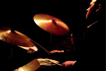 Pete Van Nostrand playing drums