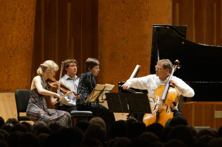 Piano trio of Musicians from Marlboro performing