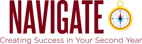 A red logo with the words NAVIGATE in capital letters and "Creating Success in Your Second Year" underneath it