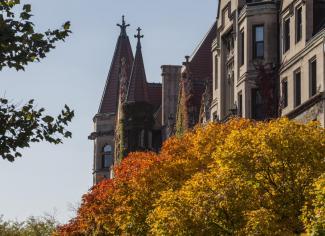 Trees with fall colors on campus