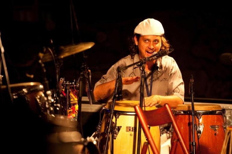 Jean-Christophe Leroy playing drums