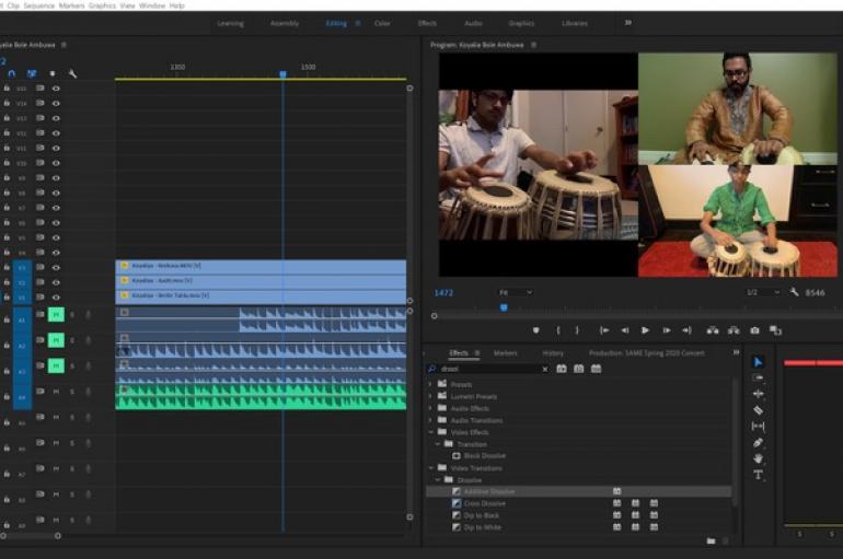 Screenshot of Adobe Premiere project by the South Asian Music Ensemble