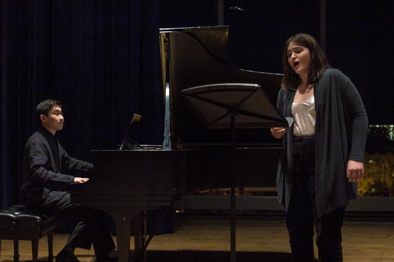 Vocalist and pianist in performance