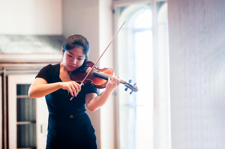 Violinist performing