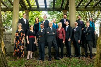 Blue Heron vocal ensemble group shot outside