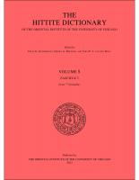 The Hittite Dictionary