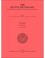 The Hittite Dictionary